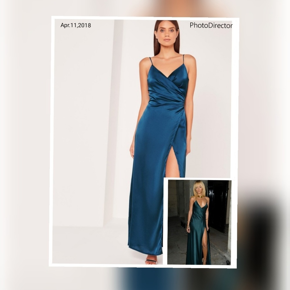 Satin Teal Statement Dress